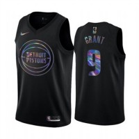 Nike Detroit Pistons #9 Jerami Grant Men's Iridescent Holographic Collection NBA Jersey - Black
