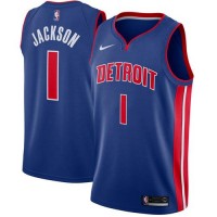 Nike Detroit Pistons #1 Reggie Jackson Blue NBA Swingman Icon Edition Jersey