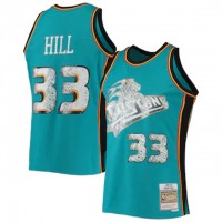 Nike Detroit Pistons #33 Grant Hill Mitchell & Ness 1996-97 Hardwood Classics NBA 75th Anniversary Diamond Swingman Jersey - Teal