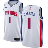 Nike Detroit Pistons #1 Reggie Jackson White NBA Swingman Association Edition Jersey