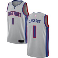 Nike Detroit Pistons #1 Reggie Jackson Silver NBA Swingman Statement Edition Jersey