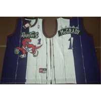 Toronto Raptors #1 Tracy Mcgrady Purple/White Split Fashion Stitched NBA Jersey