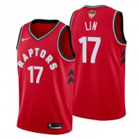 Nike Toronto Raptors #17 Jeremy Lin Red The Finals Patch NBA Swingman Icon Edition Jersey