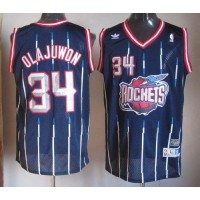 Houston Rockets #34 Hakeem Olajuwon Navy Throwback Stitched NBA Jersey