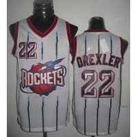 Houston Rockets #22 Clyde Drexler White Throwback Stitched NBA Jersey
