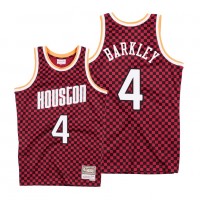 Mitchell & Ness Houston Rockets #4 Charles Barkley Red Checkerboard HWC Throwback NBA Jersey