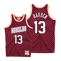 Mitchell & Ness Houston Rockets #13 James Harden Red Checkerboard HWC Throwback NBA Jersey