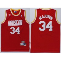 Houston Rockets #34 Hakeem Olajuwon Red Throwback Stitched NBA Jersey