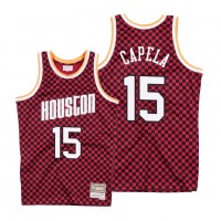 Mitchell & Ness Houston Rockets #15 Clint Capela Red Checkerboard HWC Throwback NBA Jersey