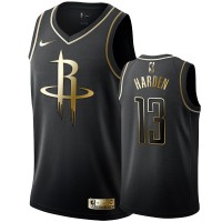 Nike Houston Rockets #13 James Harden Men's Black Golden Edition Swingman NBA Jersey