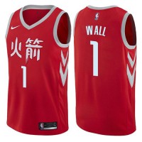Nike Houston Rockets #1 John Wall Red NBA Swingman City Edition Jersey