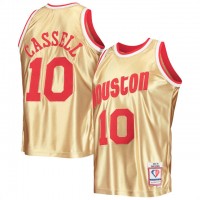 Nike Houston Rockets #91 Sam Cassell Men's Gold Mitchell & Ness 75th Anniversary 1993-94 Hardwood Classics Swingman Jersey