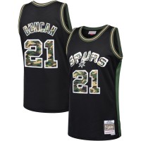 San Antonio Spurs #21 Tim Duncan Black Mitchell & Ness Straight Fire Camo Swingman Jersey