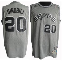 San Antonio Spurs #20 Manu Ginobili Grey Throwback Stitched NBA Jersey