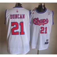 San Antonio Spurs #21 Tim Duncan White ABA Hardwood Classic Stitched NBA Jersey