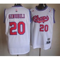 San Antonio Spurs #20 Manu Ginobili White ABA Hardwood Classic Stitched NBA Jersey