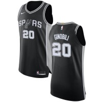 Nike San Antonio Spurs #20 Manu Ginobili Black NBA Authentic Icon Edition Jersey