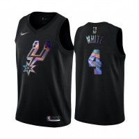 Nike San Antonio Spurs #4 Derrick White Men's Iridescent Holographic Collection NBA Jersey - Black