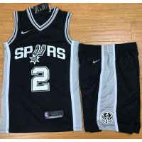 Nike San Antonio Spurs #2 Kawhi Leonard Black A Set NBA Swingman Icon Edition Jersey