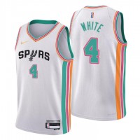 San Antonio San Antonio Spurs #4 Derrick White Men's Nike White 2021/22 Swingman NBA Jersey - City Edition