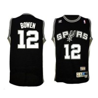 San Antonio Spurs #12 Bruce Bowen Black Throwback Stitched NBA Jersey