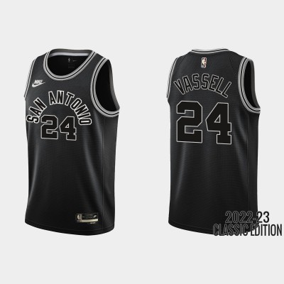 San Antonio San Antonio Spurs #24 Devin Vassell Black Men's Nike NBA 2022-23 Classic Edition Jersey