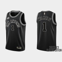 San Antonio San Antonio Spurs #1 Lonnie Walker IV Black Men's Nike NBA 2022-23 Classic Edition Jersey