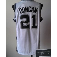 Revolution 30 Autographed San Antonio Spurs #21 Tim Duncan White Stitched NBA Jersey
