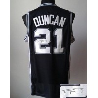 Revolution 30 Autographed San Antonio Spurs #21 Tim Duncan Black Stitched NBA Jersey