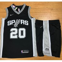 Nike San Antonio Spurs #20 Manu Ginobili Black A Set NBA Swingman Icon Edition Jersey