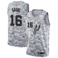Nike San Antonio Spurs #16 Pau Gasol White Camo NBA Swingman Earned Edition Jersey