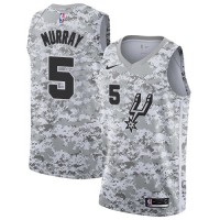 Nike San Antonio Spurs #5 Dejounte Murray White Camo NBA Swingman Earned Edition Jersey