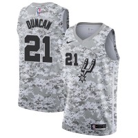 Nike San Antonio Spurs #21 Tim Duncan White Camo NBA Swingman Earned Edition Jersey