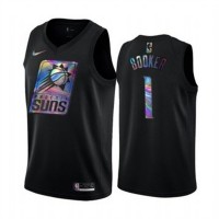 Nike Phoenix Suns #1 Devin Booker Men's Iridescent Holographic Collection NBA Jersey - Black