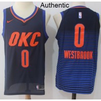 Nike Oklahoma City Thunder #0 Russell Westbrook Navy Blue NBA Authentic Statement Edition Jersey