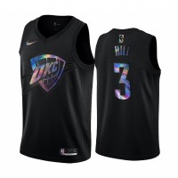 Nike Oklahoma City Thunder #3 George Hill Men's Iridescent Holographic Collection NBA Jersey - Black