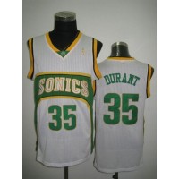 Oklahoma City Thunder #35 Kevin Durant White Seattle SuperSonics Style Stitched NBA Jersey