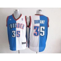 Oklahoma City Thunder #35 Kevin Durant Blue/White Split Fashion Stitched NBA Jersey
