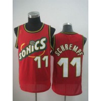 Oklahoma City Thunder #11 Detlef Schrempf Red SuperSonics Throwback Stitched NBA Jersey