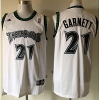 Minnesota Timberwolves #21 Retro Kevin Garnett White Stitched NBA Jersey