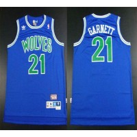 Minnesota Timberwolves #21 Retro Kevin Garnett Blue Throwback Stitched NBA Jersey