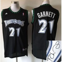Minnesota Timberwolves #21 Kevin Garnett Black Autographed Stitched NBA Jersey