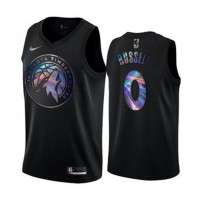 Nike Minnesota Timberwolves #0 D'Angelo Russell Men's Iridescent Holographic Collection NBA Jersey - Black