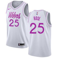 Nike Minnesota Timberwolves #25 Derrick Rose White NBA Swingman Earned Edition Jersey
