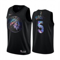 Nike Minnesota Timberwolves #5 Malik Beasley Men's Iridescent Holographic Collection NBA Jersey - Black