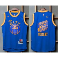 Golden State Warriors #35 Kevin Durant Blue Throwback The City Stitched NBA Jersey
