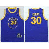 Golden State Warriors #30 Stephen Curry Blue New Throwback Stitched NBA Jersey