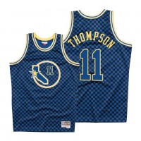 Mitchell & Ness Golden State Warriors #11 Klay Thompson Men's Royal Checkerboard HWC Throwback NBA Jersey