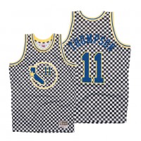 Mitchell & Ness Golden State Warriors #11 Klay Thompson Men's White Checkerboard HWC Throwback NBA Jersey