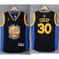Golden State Warriors #30 Stephen Curry Black/Blue Stitched NBA Jersey